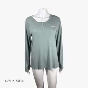 Calvin Klein Women's Lounge Long Sleeve Shirt in Blue Size M